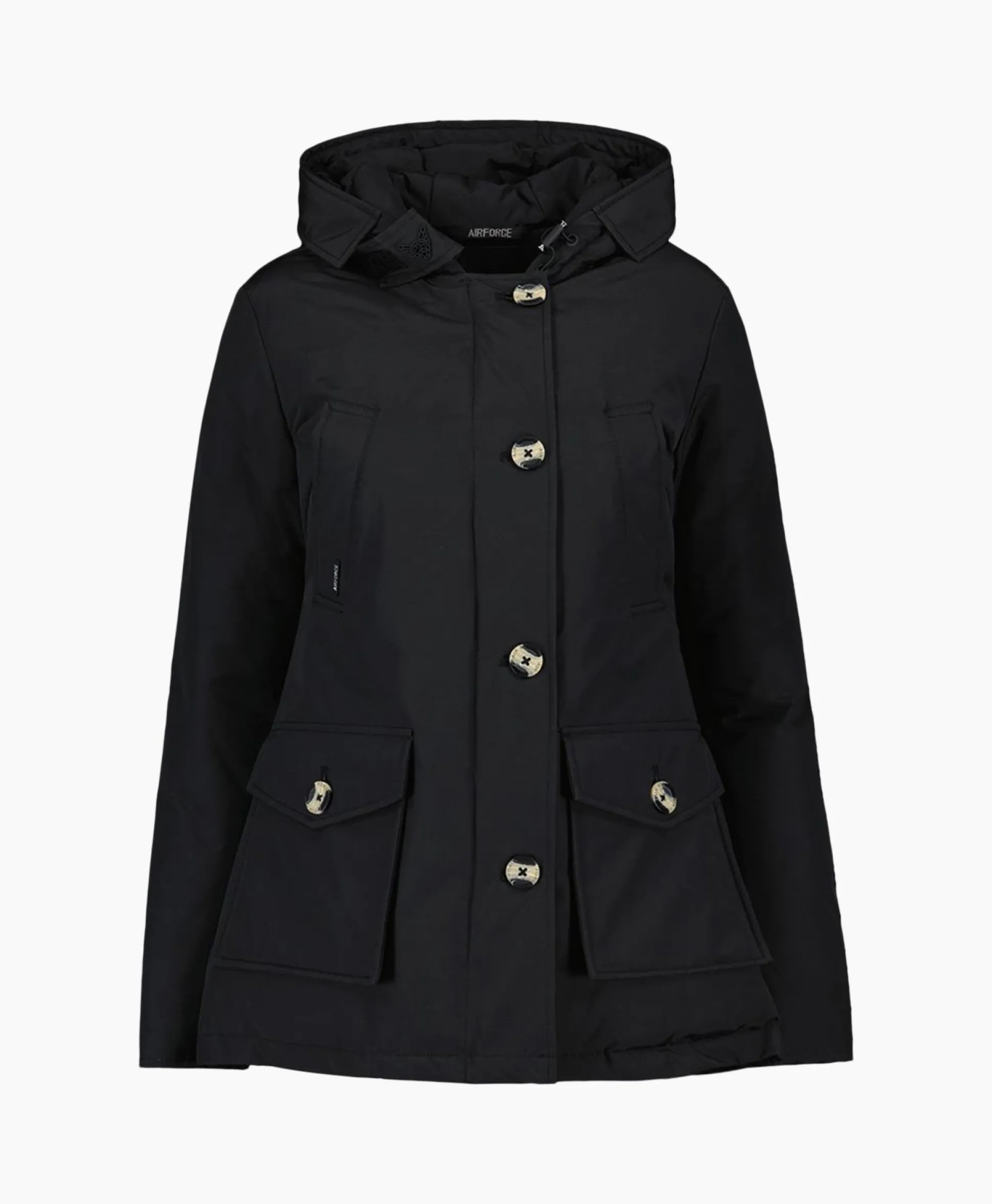Store Gewatteerde Jas 4 Pocket Parka Zwart Dames Jassen