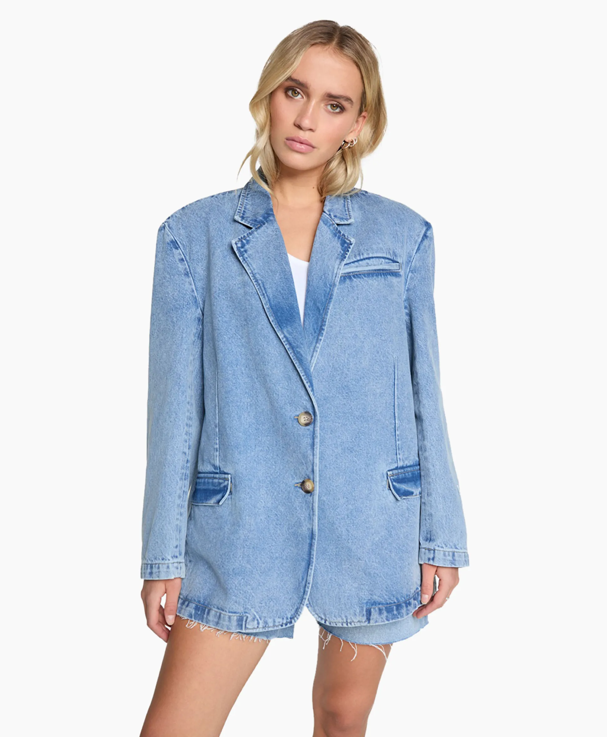 Cheap Blazer Woven Denim Blauw Dames Blazers