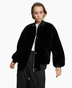 Cheap Bomberjack Ladies Woven Oversized Velvet Zwart Dames Jassen