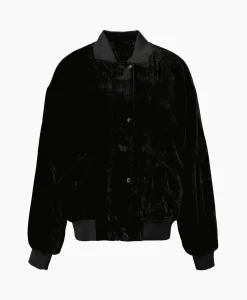 Cheap Bomberjack Ladies Woven Oversized Velvet Zwart Dames Jassen