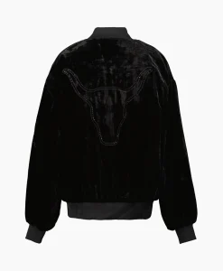 Cheap Bomberjack Ladies Woven Oversized Velvet Zwart Dames Jassen