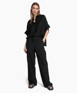 Best Cargobroek Woven Linen Cargo Zwart Dames Broeken