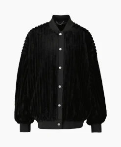 Outlet Jack Woven Rib Fur Bomber Zwart Dames Jassen