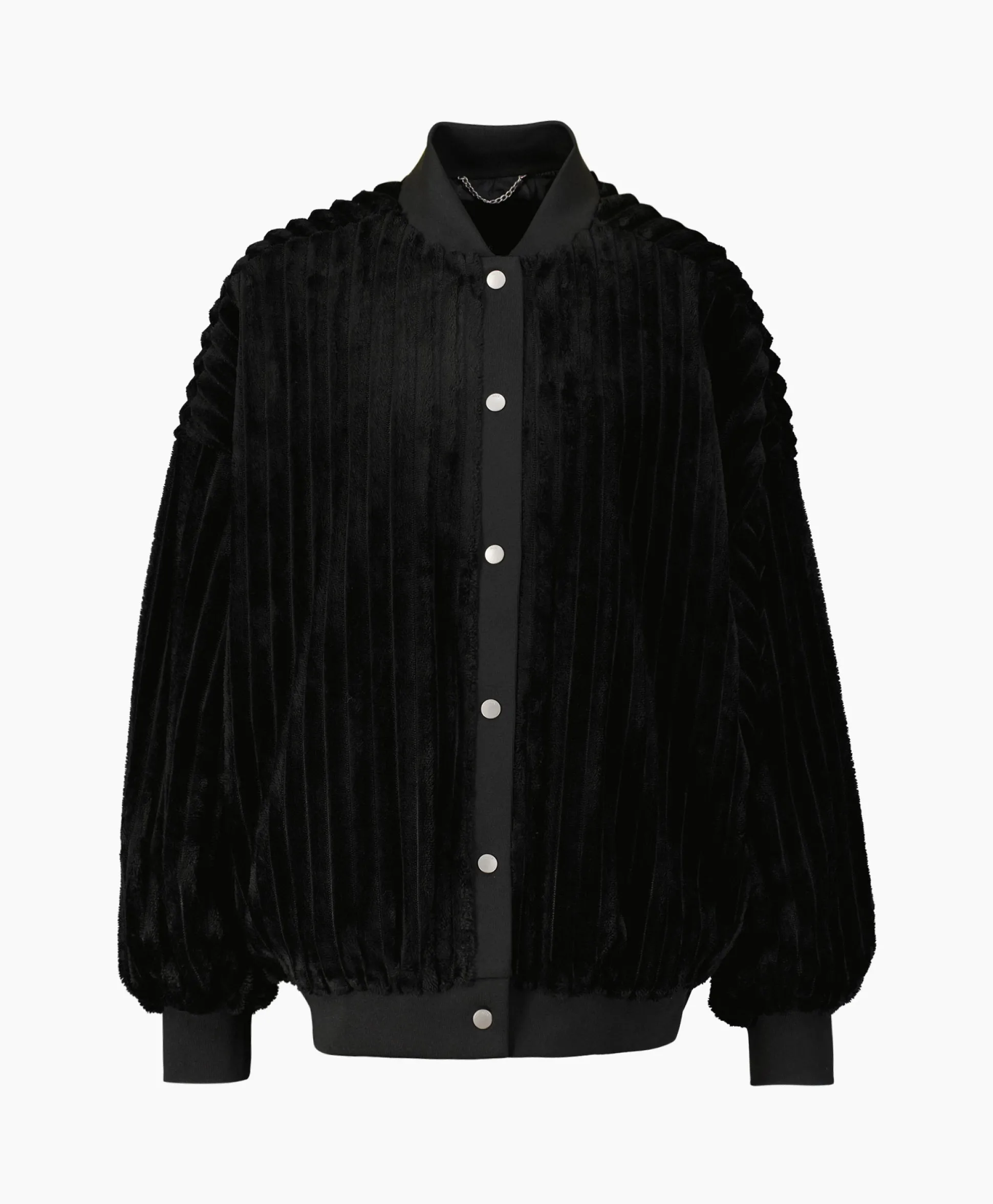 Outlet Jack Woven Rib Fur Bomber Zwart Dames Jassen