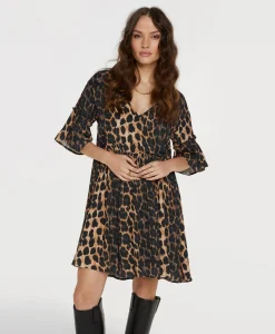 Fashion Jurk Ladies Woven Animal Dress Print + 2 Kleurig Dames Bruiloftskleding