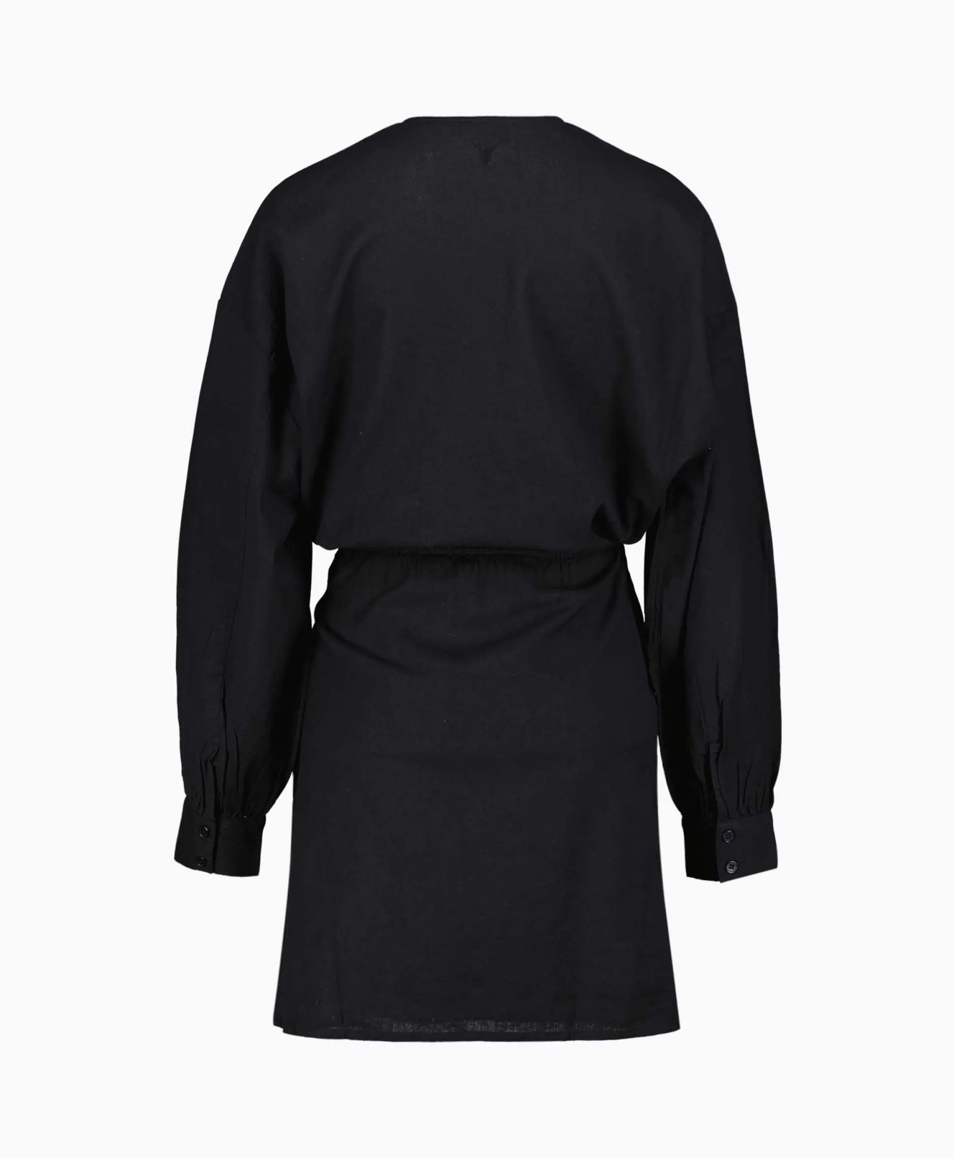 Store Jurk Ladies Woven Linen Look Wrap Dress Zwart Dames Bruiloftskleding