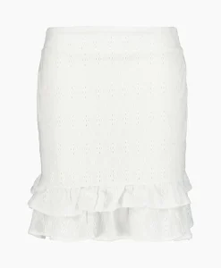 Best Sale Minirok Knitted Jersey Broderie Skirt Off White Dames Rokken