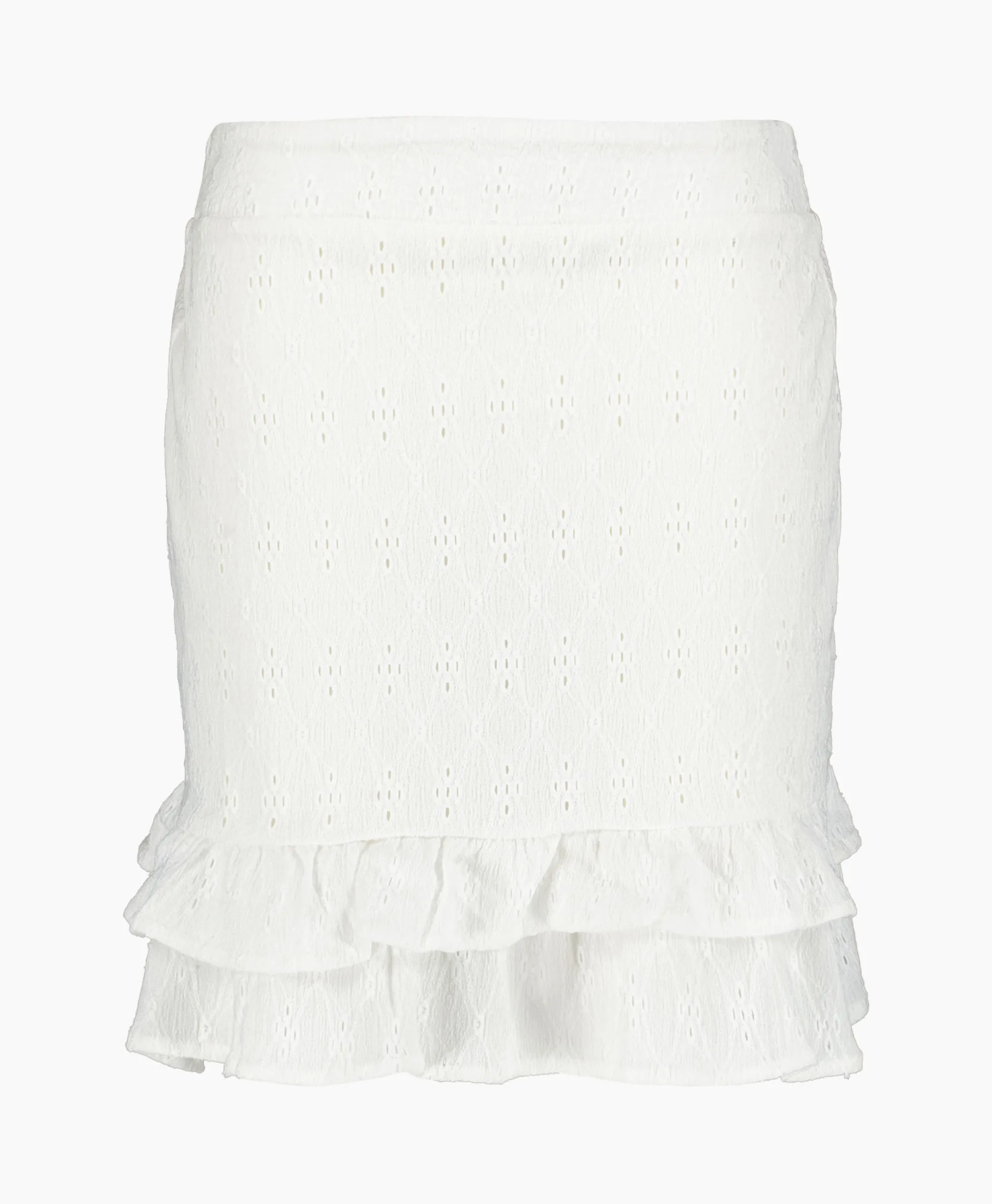 Best Sale Minirok Knitted Jersey Broderie Skirt Off White Dames Rokken