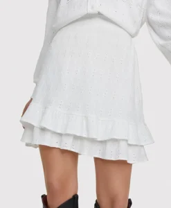 Best Sale Minirok Knitted Jersey Broderie Skirt Off White Dames Rokken