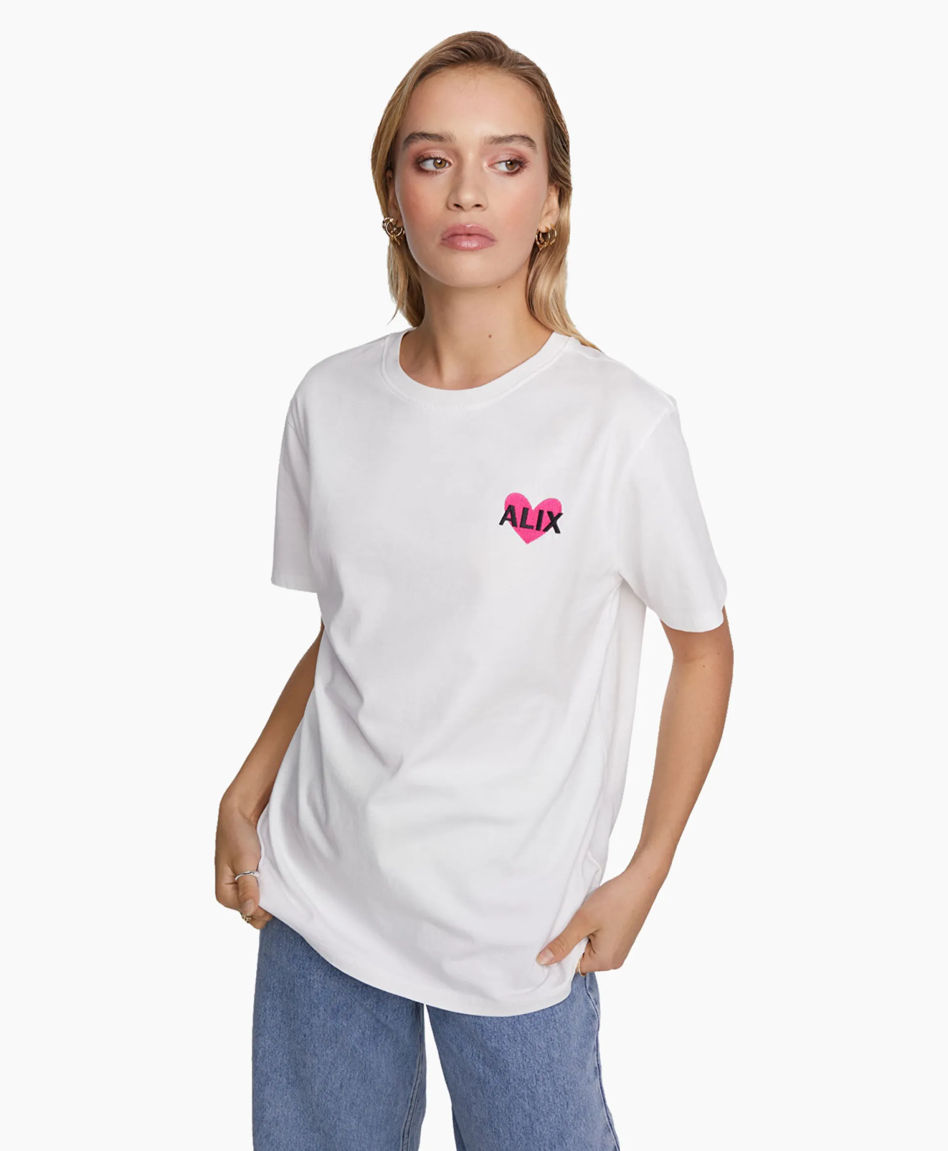 Outlet T-Shirt Korte Mouw Knitted Alix Heart Off White Dames T-Shirts & Tops