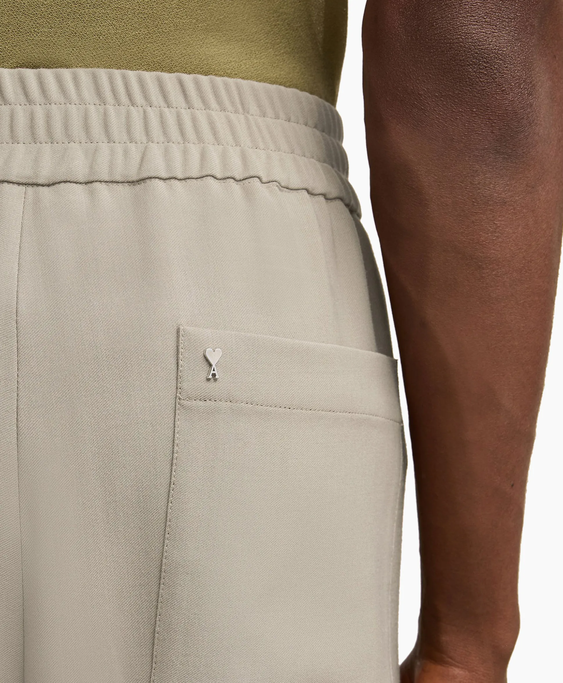 New Broek Elastic Waist Taupe Heren Broeken