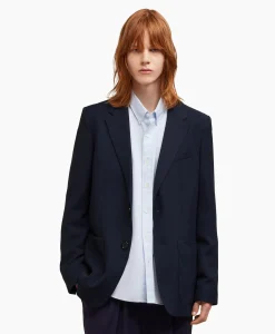 Flash Sale Jack Two Buttons Wool Viscose Twill Donker Blauw Heren Jassen