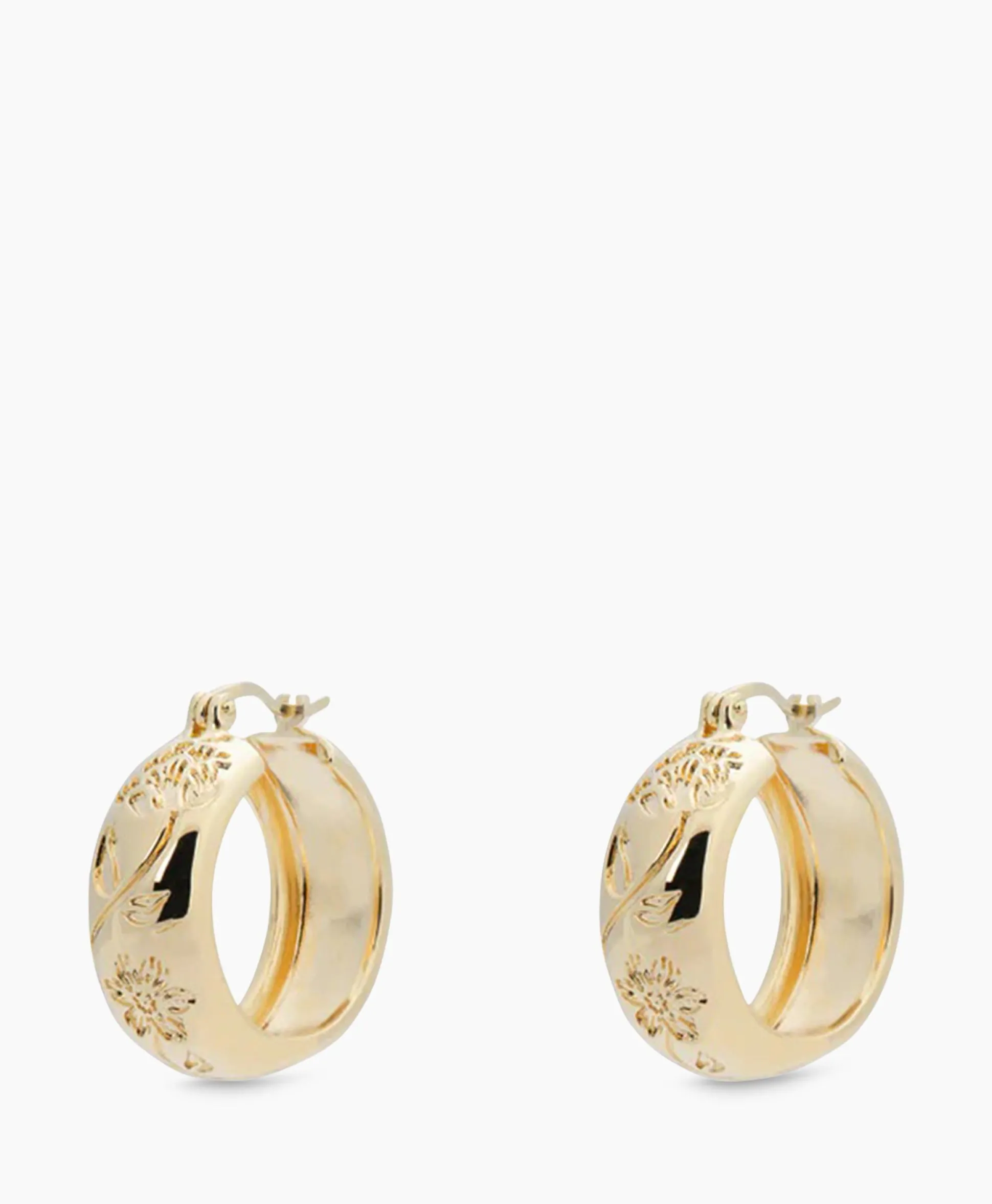Online Oorbellen Flower Garland Stamped Hoop Earrings Bra Goud Dames Sieraden