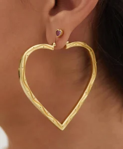 Hot Oorbellen Funky Love Hoop Goud Dames Sieraden