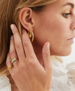 Hot Oorbellen Love Story Hoop Earrings Silver Goldplat Goud Dames Sieraden