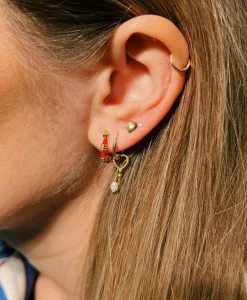 Best Oorbellen Single Cupid Stud Earring Silver Goldpla Goud Dames Sieraden