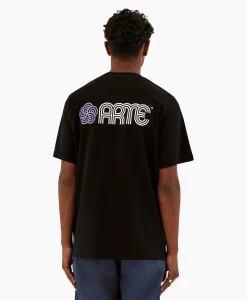 Hot T-Shirt Korte Mouw Circle Flower Back Front Print Zwart Heren T-Shirts