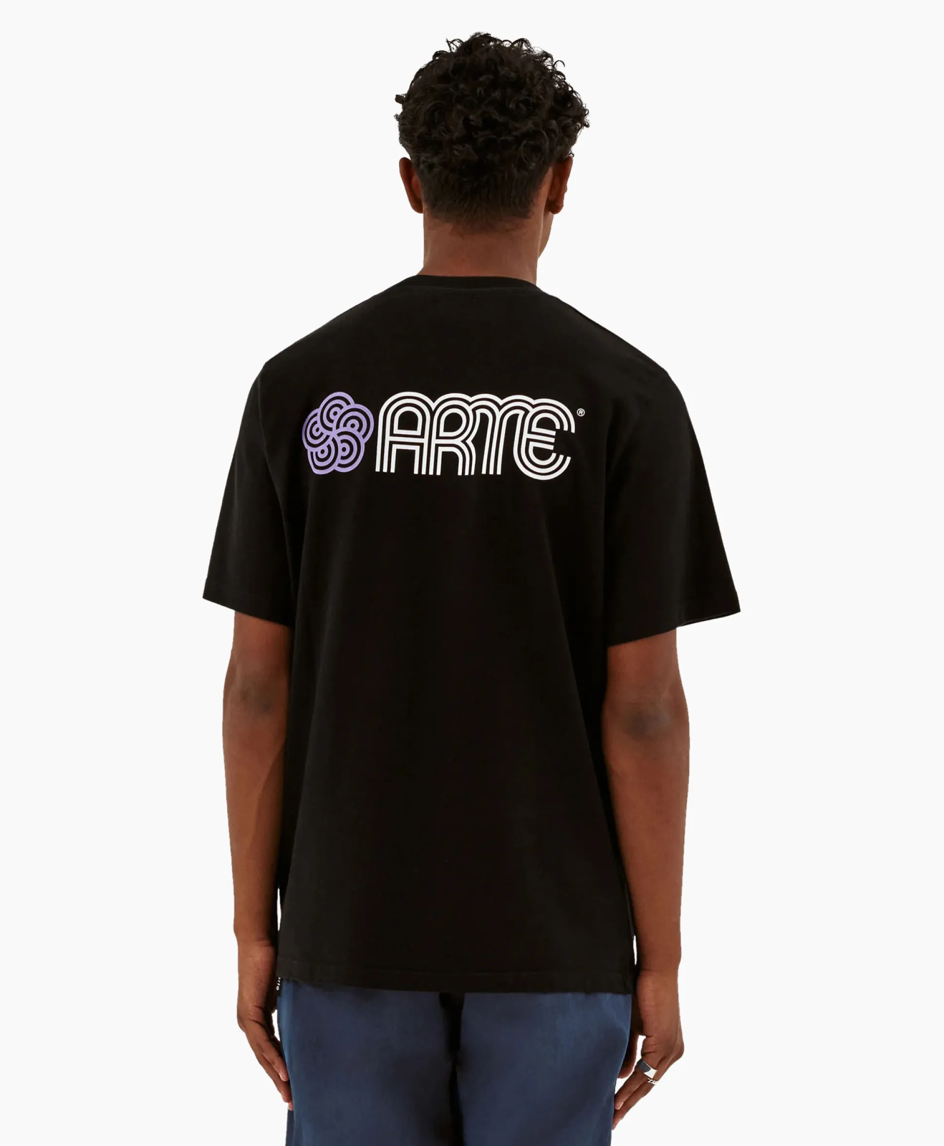 Hot T-Shirt Korte Mouw Circle Flower Back Front Print Zwart Heren T-Shirts