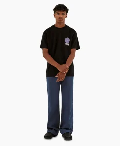 Hot T-Shirt Korte Mouw Circle Flower Back Front Print Zwart Heren T-Shirts