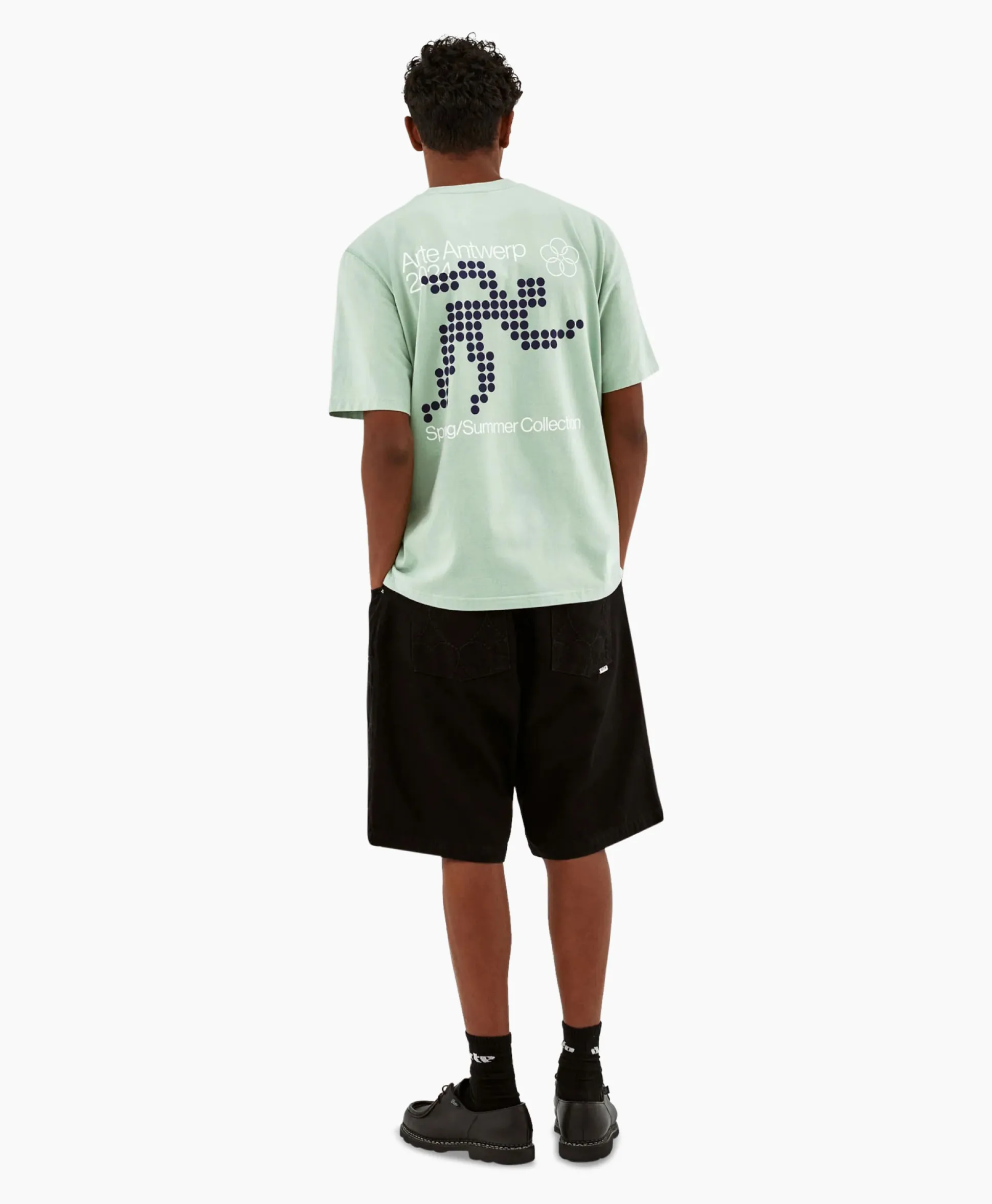 Best Sale T-Shirt Korte Mouw Circle Runner Back Print Groen Heren T-Shirts