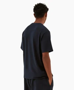 Best Sale T-Shirt Korte Mouw Hearts Leaves Arte Logo Chest Donker Blauw Heren T-Shirts