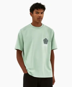 Sale T-Shirt Korte Mouw Circle Flower Back Front Print Groen Heren T-Shirts