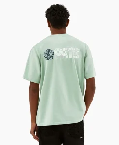 Sale T-Shirt Korte Mouw Circle Flower Back Front Print Groen Heren T-Shirts