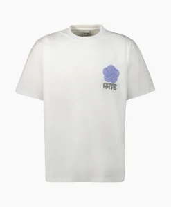 Cheap T-Shirt Korte Mouw Circle Flower Back Front Print Wit Heren T-Shirts