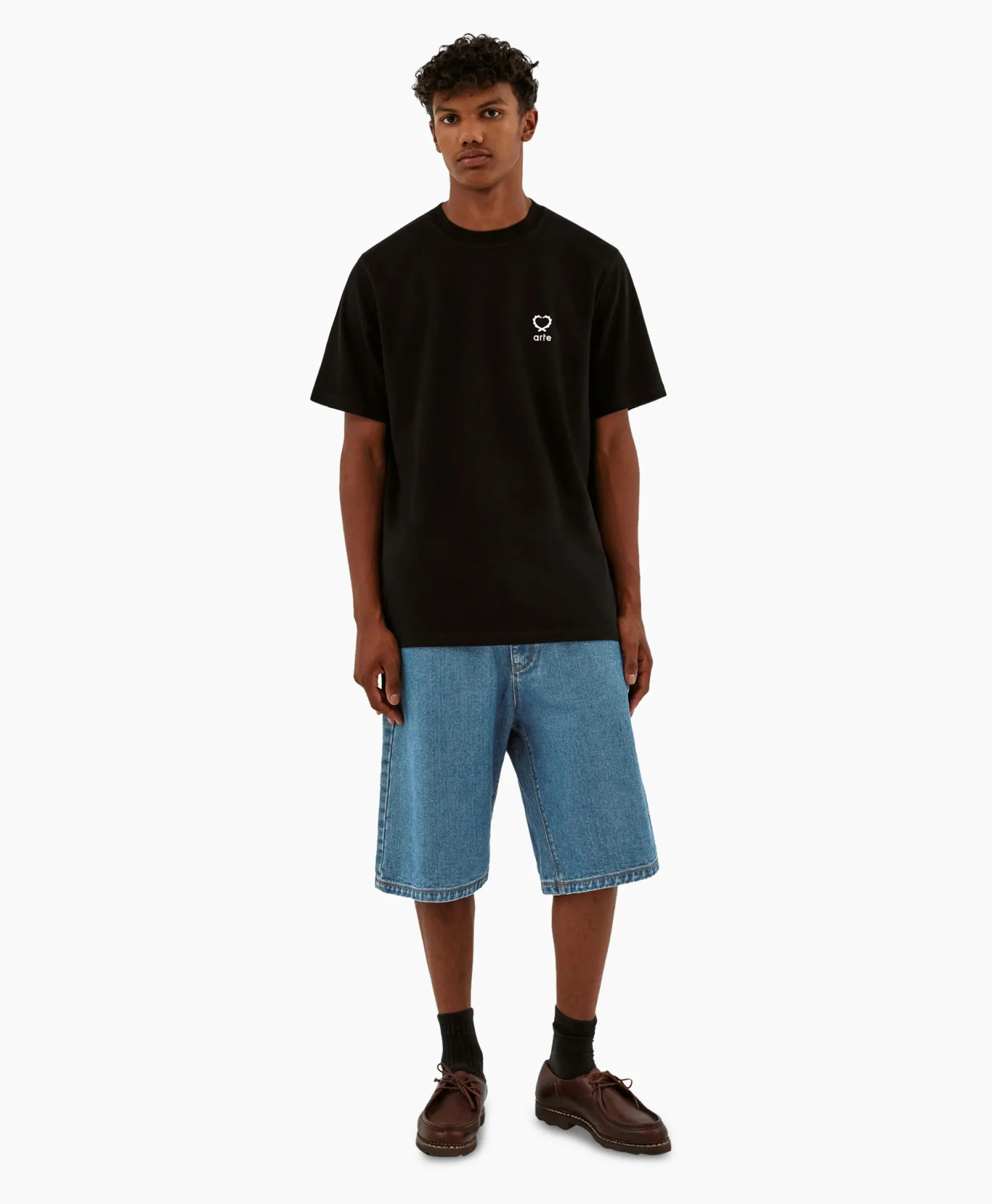 Store T-Shirt Korte Mouw Hearts Leaves Arte Logo Chest Zwart Heren T-Shirts