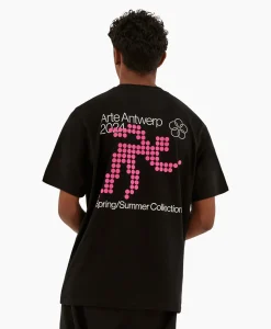 Cheap T-Shirt Korte Mouw Circle Runner Back Print Zwart Heren T-Shirts