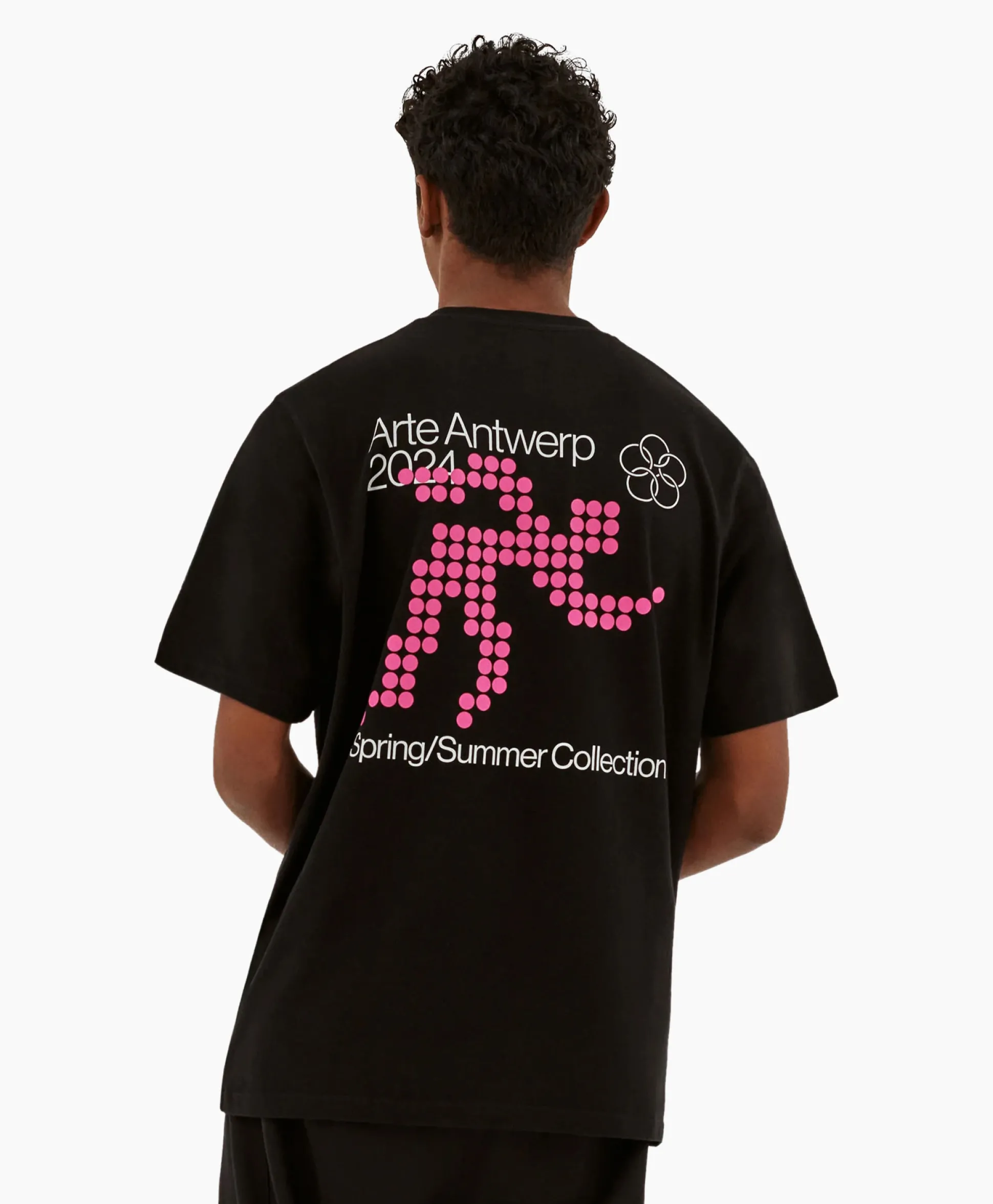 Cheap T-Shirt Korte Mouw Circle Runner Back Print Zwart Heren T-Shirts