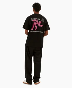 Cheap T-Shirt Korte Mouw Circle Runner Back Print Zwart Heren T-Shirts