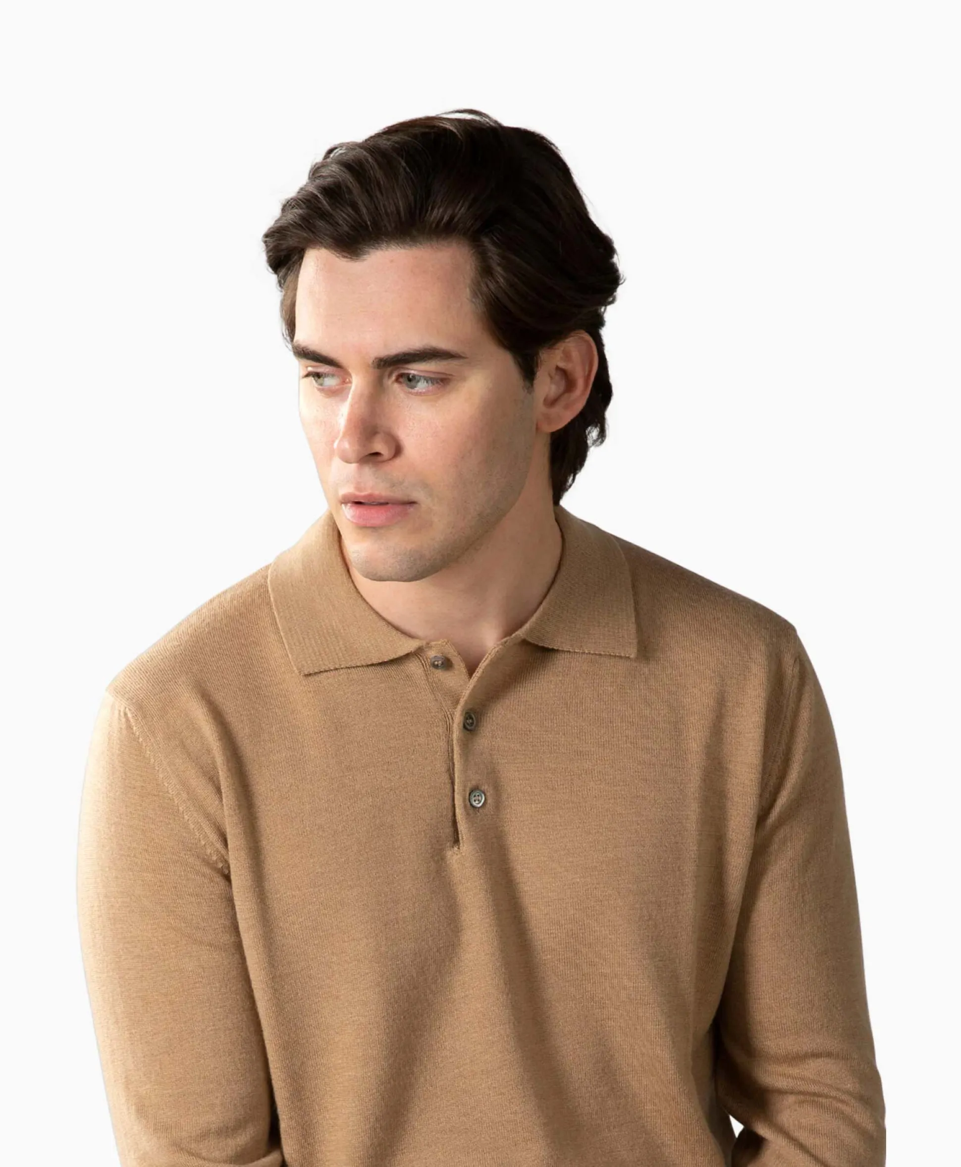 Best Sale Polo Longsleeve Beige Heren Polo's