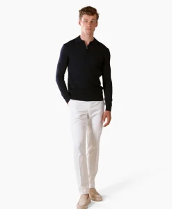 Best Sale Pullover Rib Zip Polos Ls Donker Blauw Heren Truien