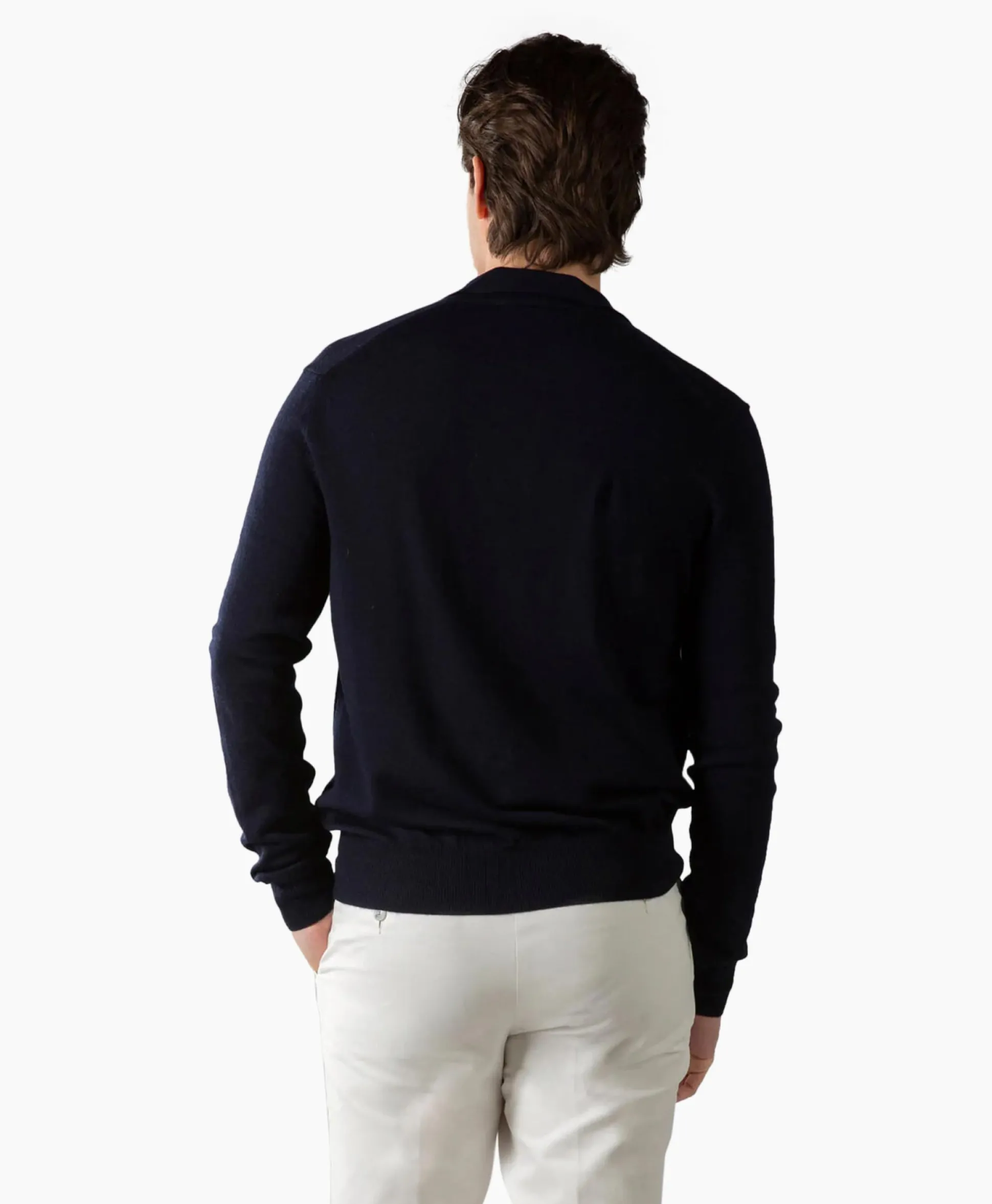 New Pullover Buttonless Polo L Donker Blauw Heren Truien