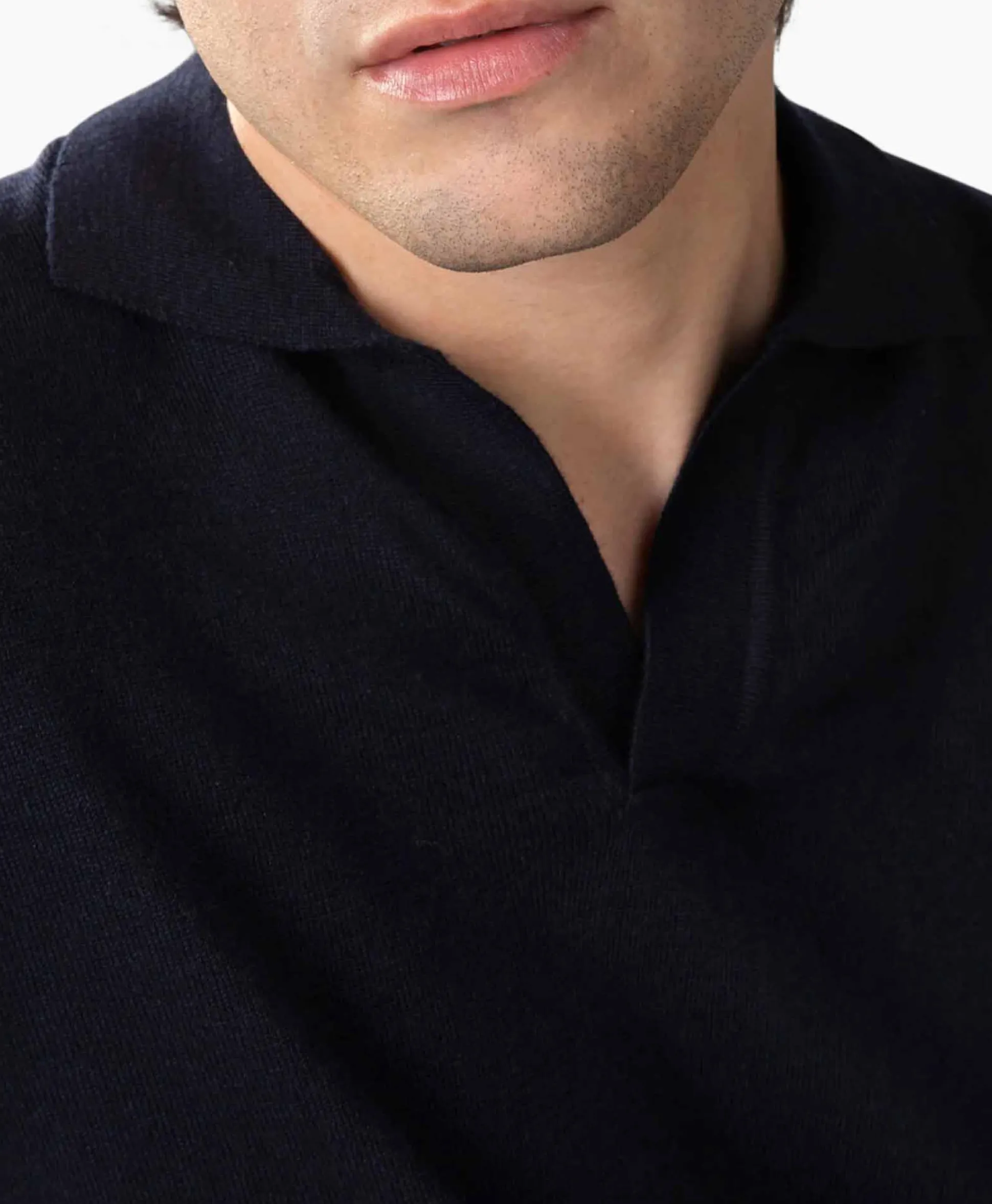 New Pullover Buttonless Polo L Donker Blauw Heren Truien