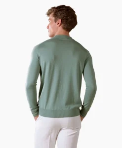Online Pullover Rib Zip Polos Ls Licht Groen Heren Truien