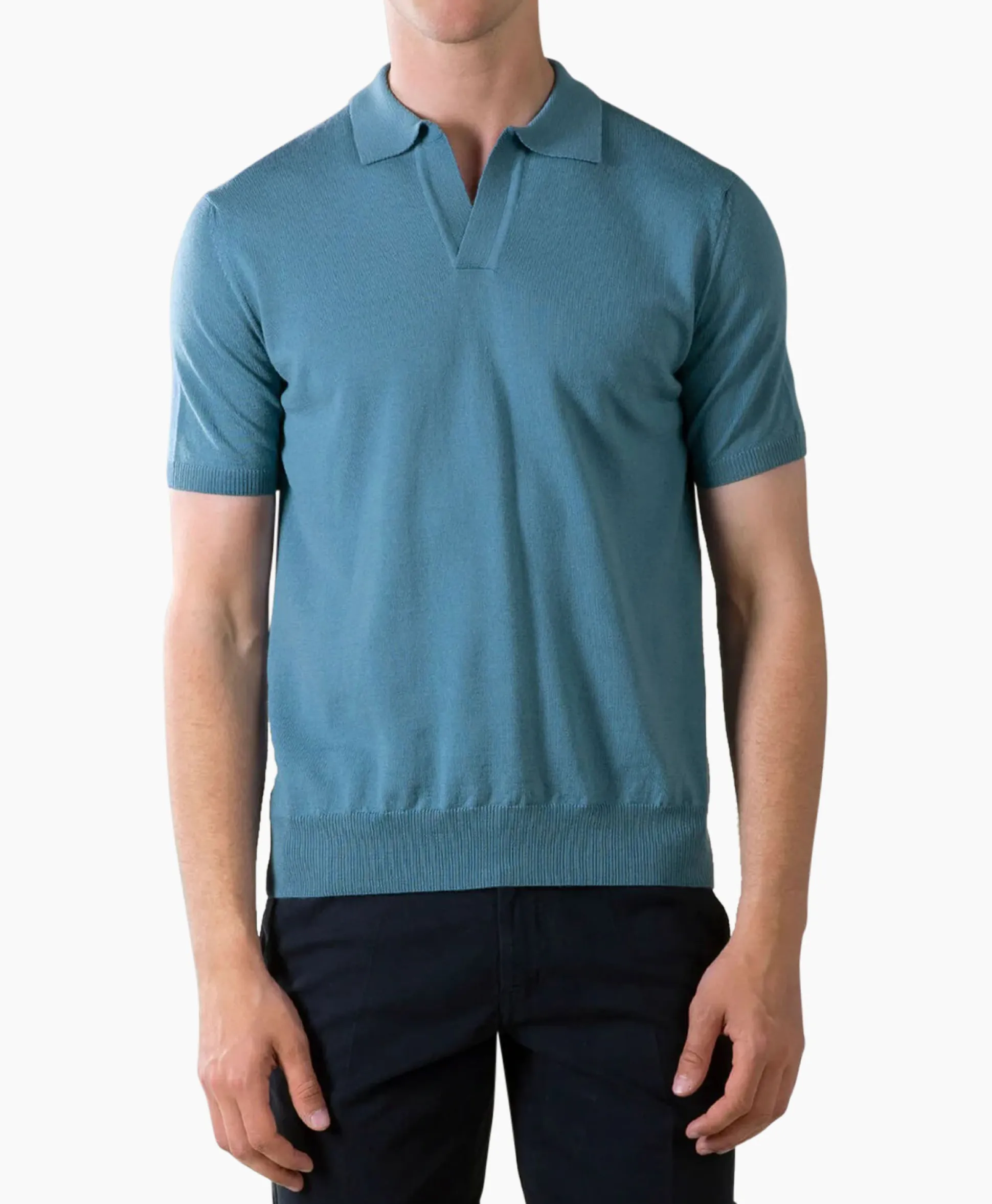Best Sale Polo Buttonless Sl Blauw Heren Polo's