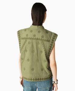 Online Ba&Sh Gilet Mina Khaki Dames Gilets