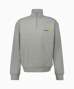 Clearance Sweater Half Zip American Script Grijs Heren Truien