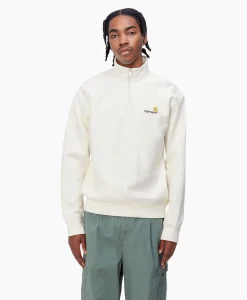 Store Sweater Half Zip American Script Ecru Heren Truien