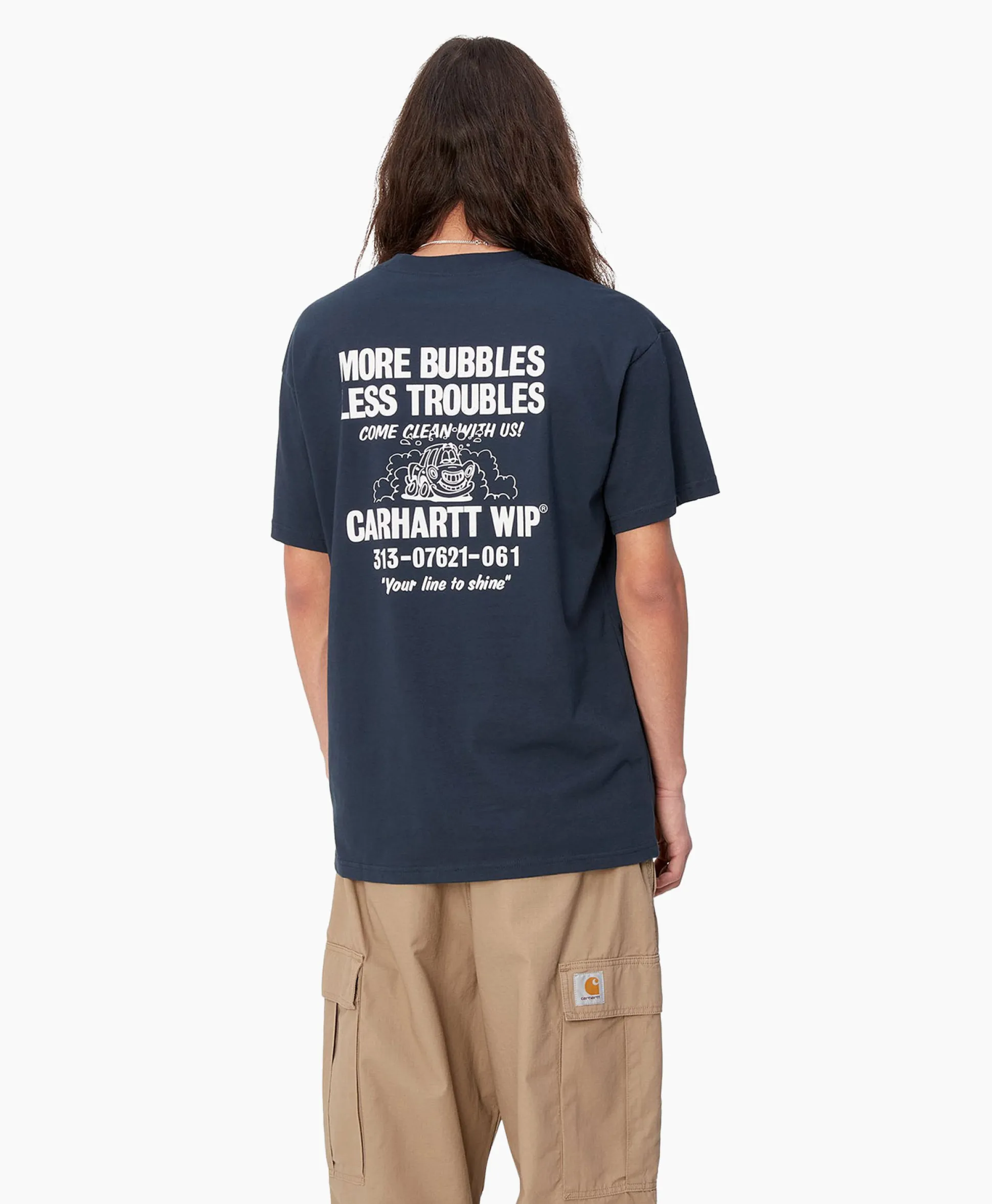 Online T-Shirt Korte Mouw S/S Less Troubles Blauw Heren T-Shirts