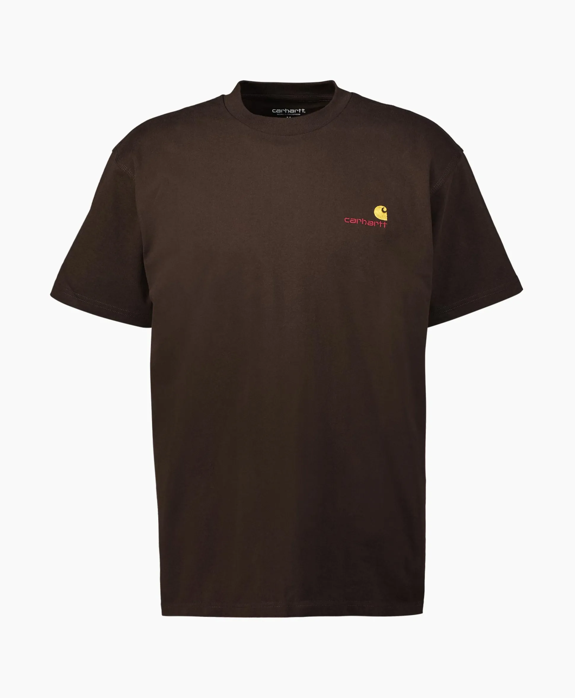 Outlet T-Shirt S/S American Script Organic Cotton Donker Bruin Heren T-Shirts