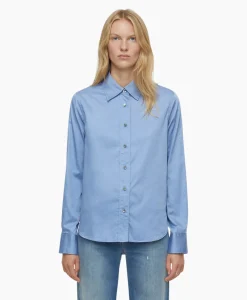 Shop Blouse Straight Fitted Blauw Dames Blouses