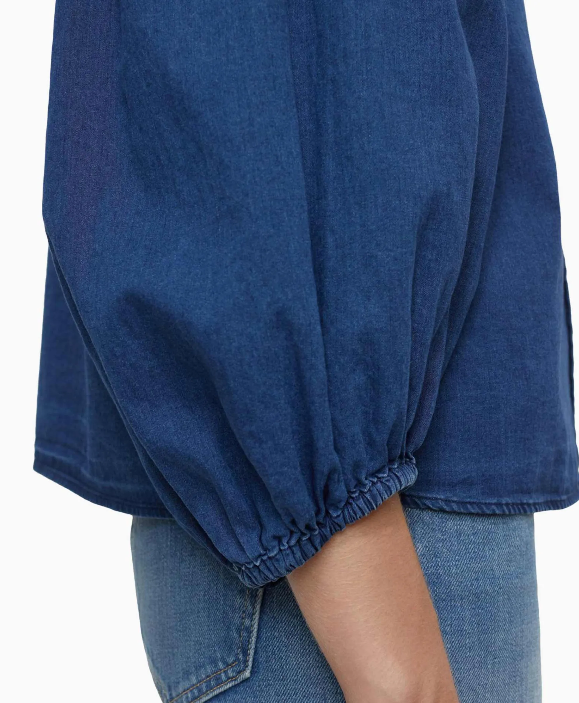 Store Blouse Voluminous Sleeve Donker Blauw Dames Blouses