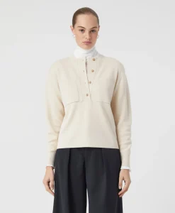 Clearance Pullover Crew Neck Henley Beige Dames Truien