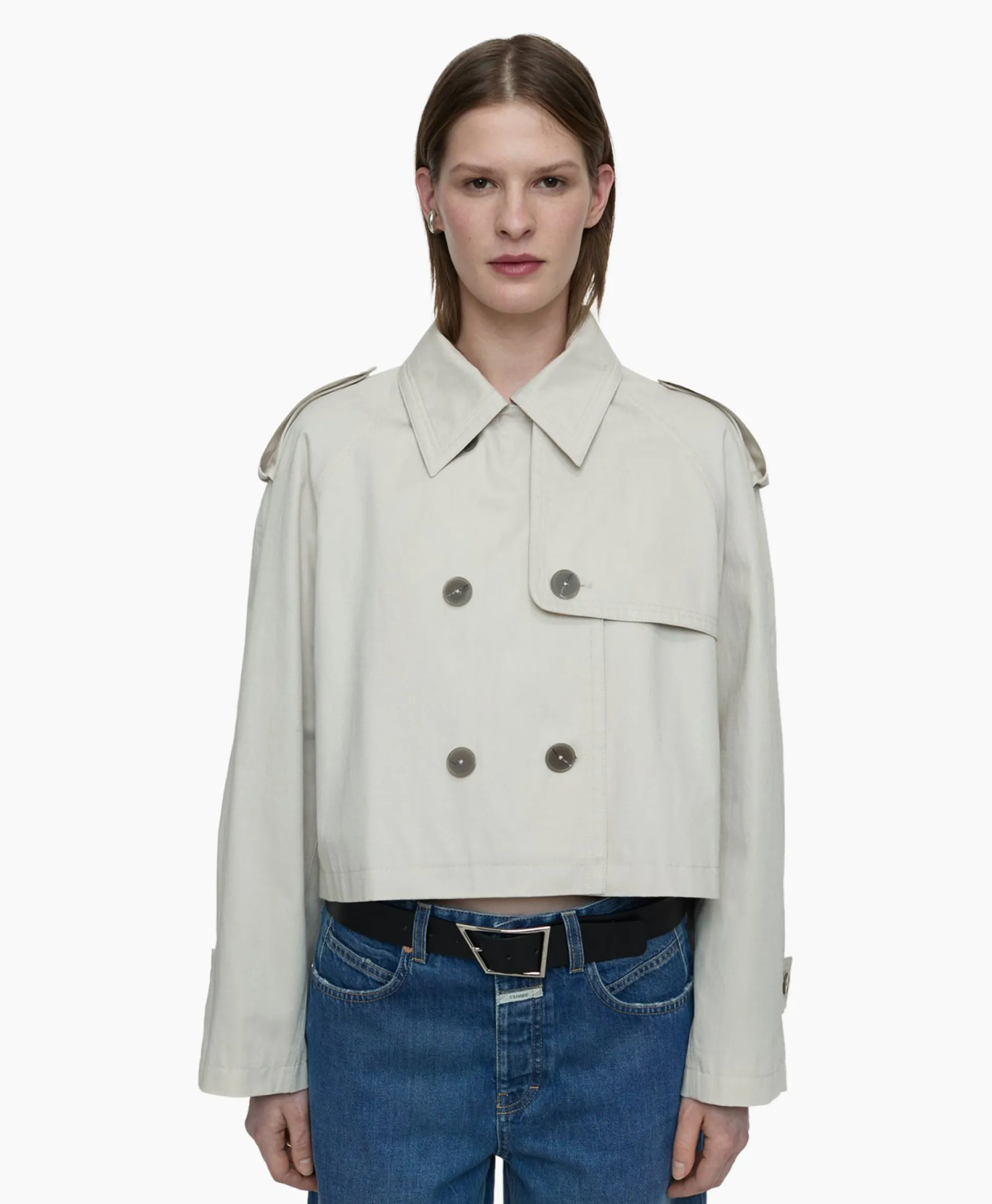 Fashion Trenchcoat Cropped Ecru Dames Jassen