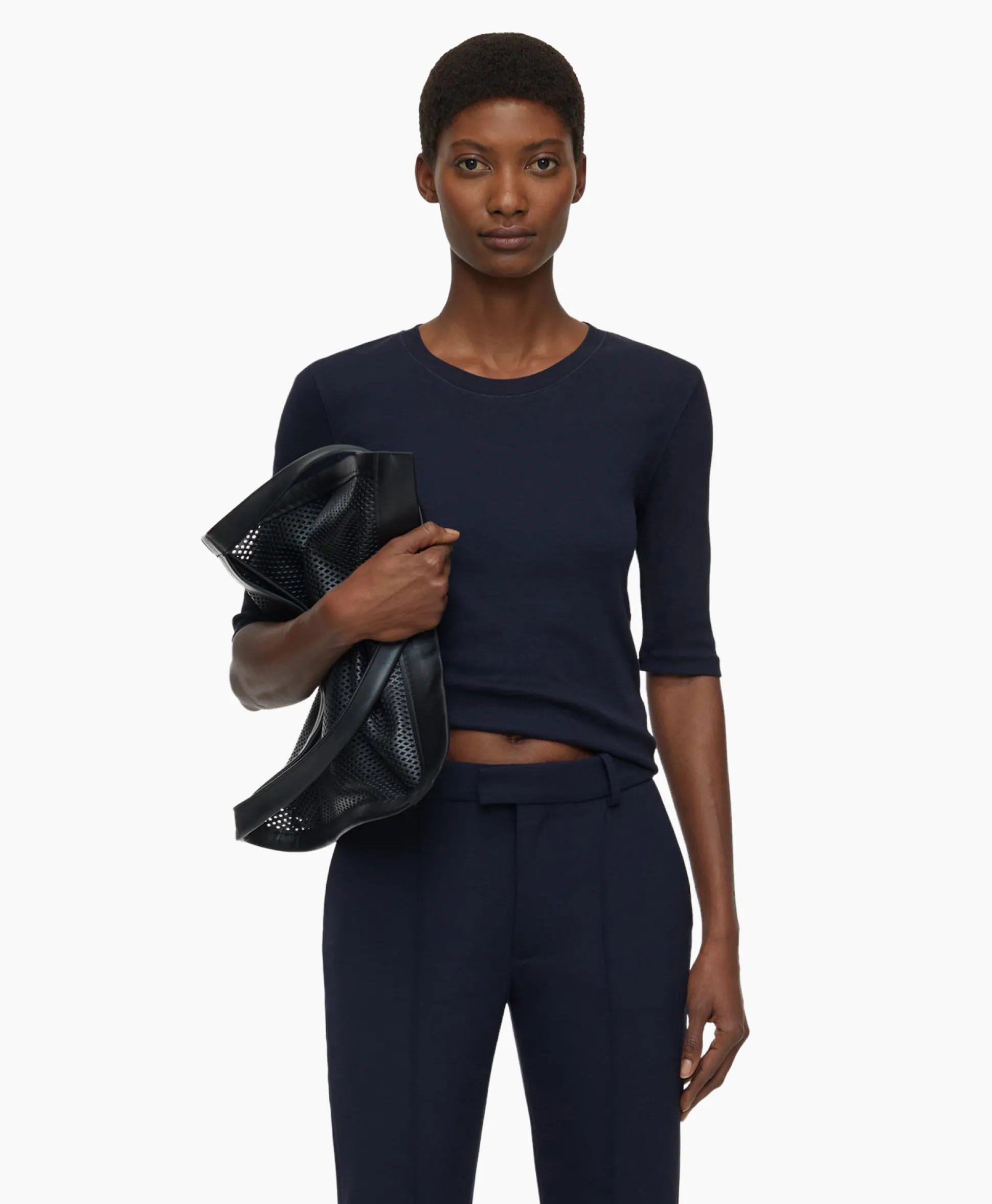 Discount T-Shirt Korte Mouw Crewneck Short Sleeve Donker Blauw Dames T-Shirts & Tops