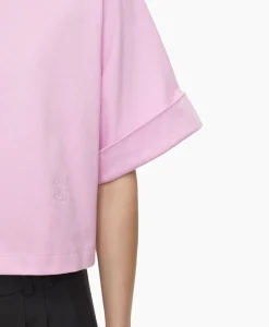 Cheap T-Shirt Korte Mouw Turn Up Roze Dames T-Shirts & Tops