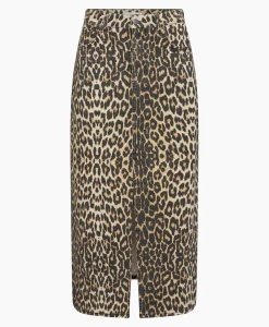 Discount Co'Couture Midi Rok Leo Denim Slitbruin Dames Rokken